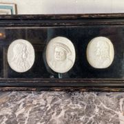 Sculpted ivory portrait suite, England circa 1880, sold in accordance with CITES regulations.