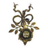 bronze wall light with electrified floral decoration in good condition