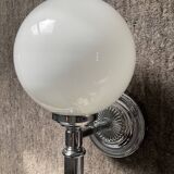 Vintage wall lamp in opaline and chrome metal
