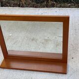 Scandinavian mirror with wooden shelf 80x65cm