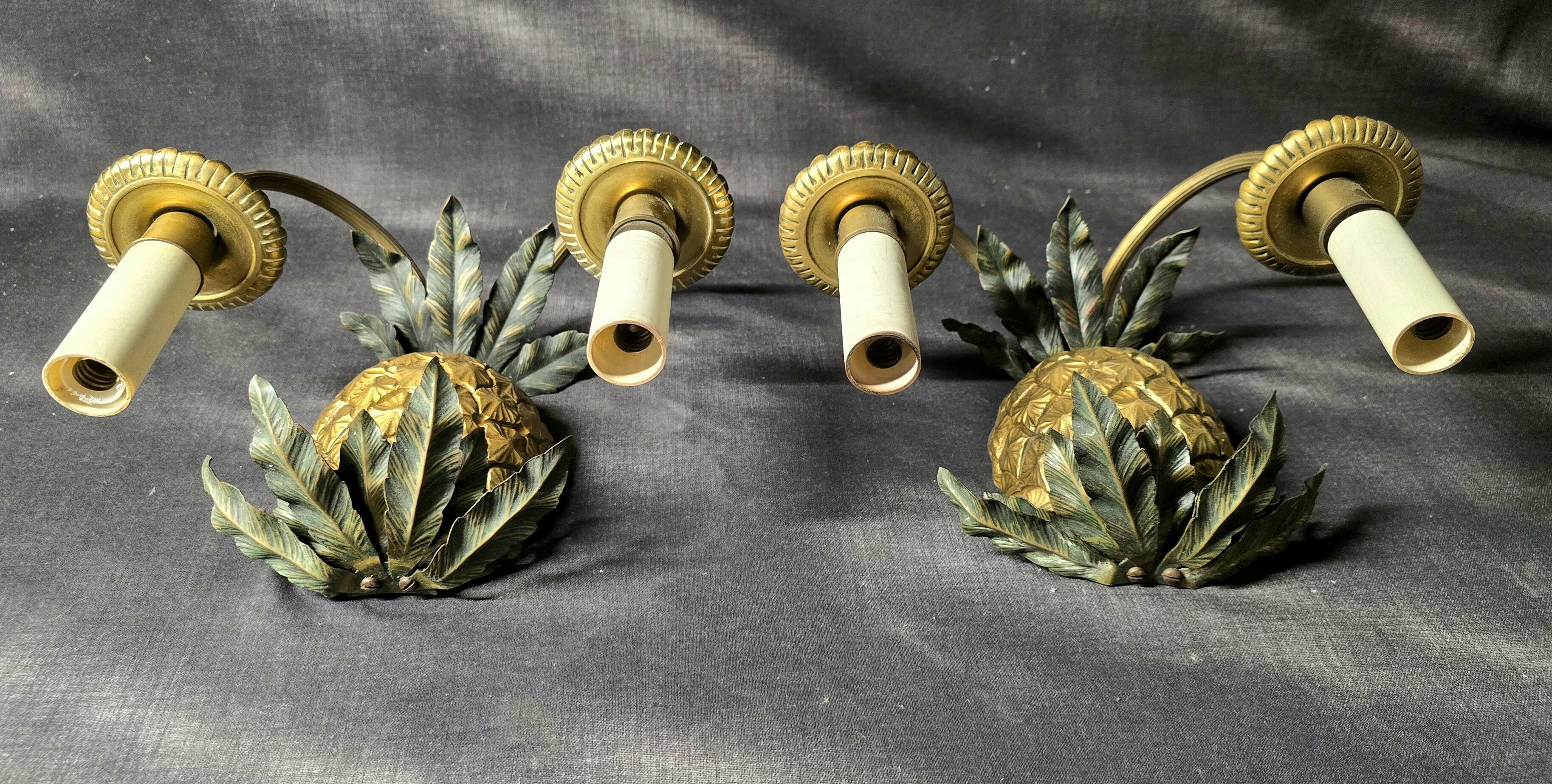 Maison Charles & Fils - Pair of Pineapple wall lights