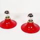 Pair of petite red disc sconces, Italy 1980s
