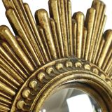 Vintage Sunburst Mirror Gold Convex 24cm