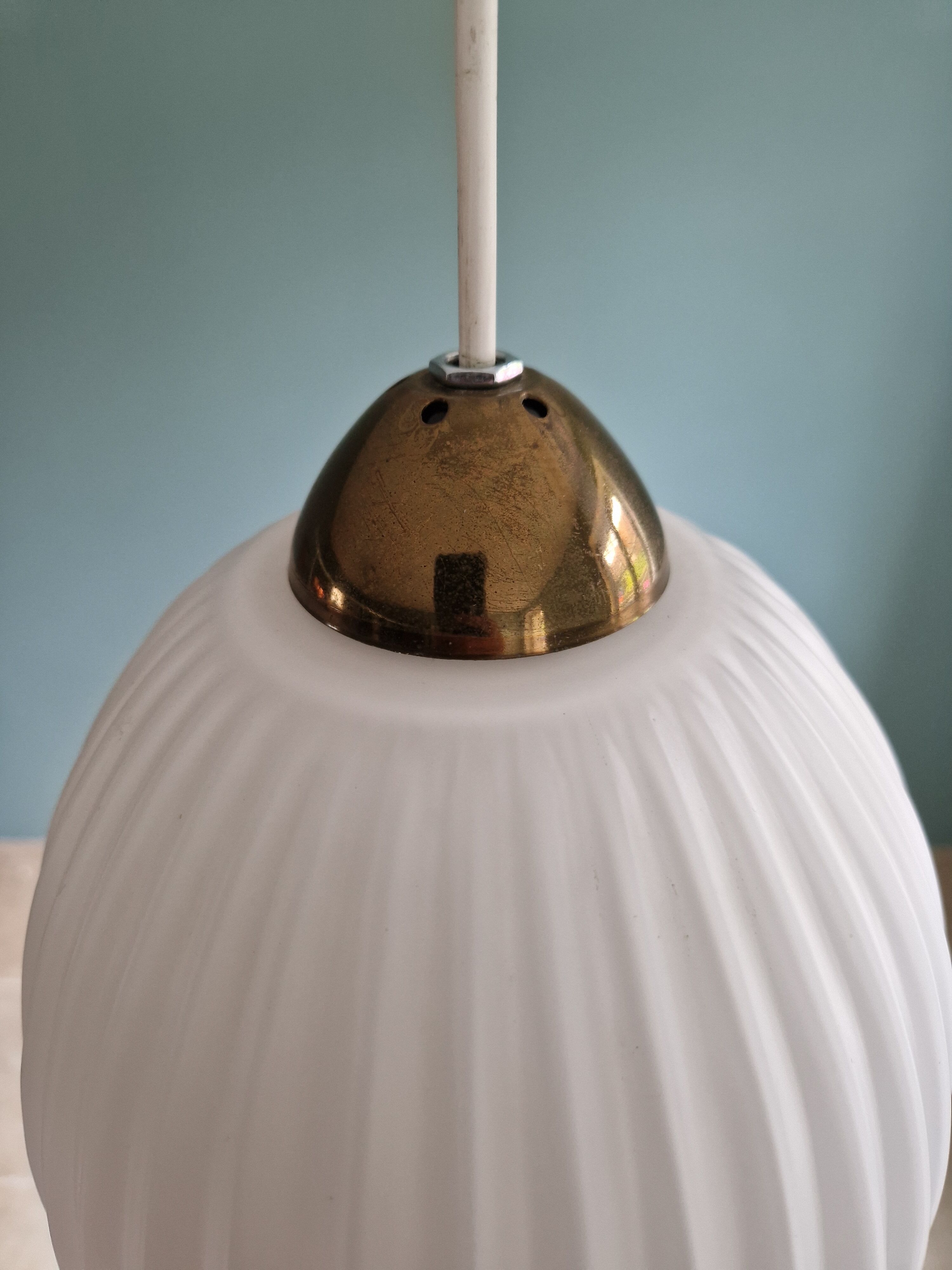 Scandinavian suspension lamp in white opaline 1960s
