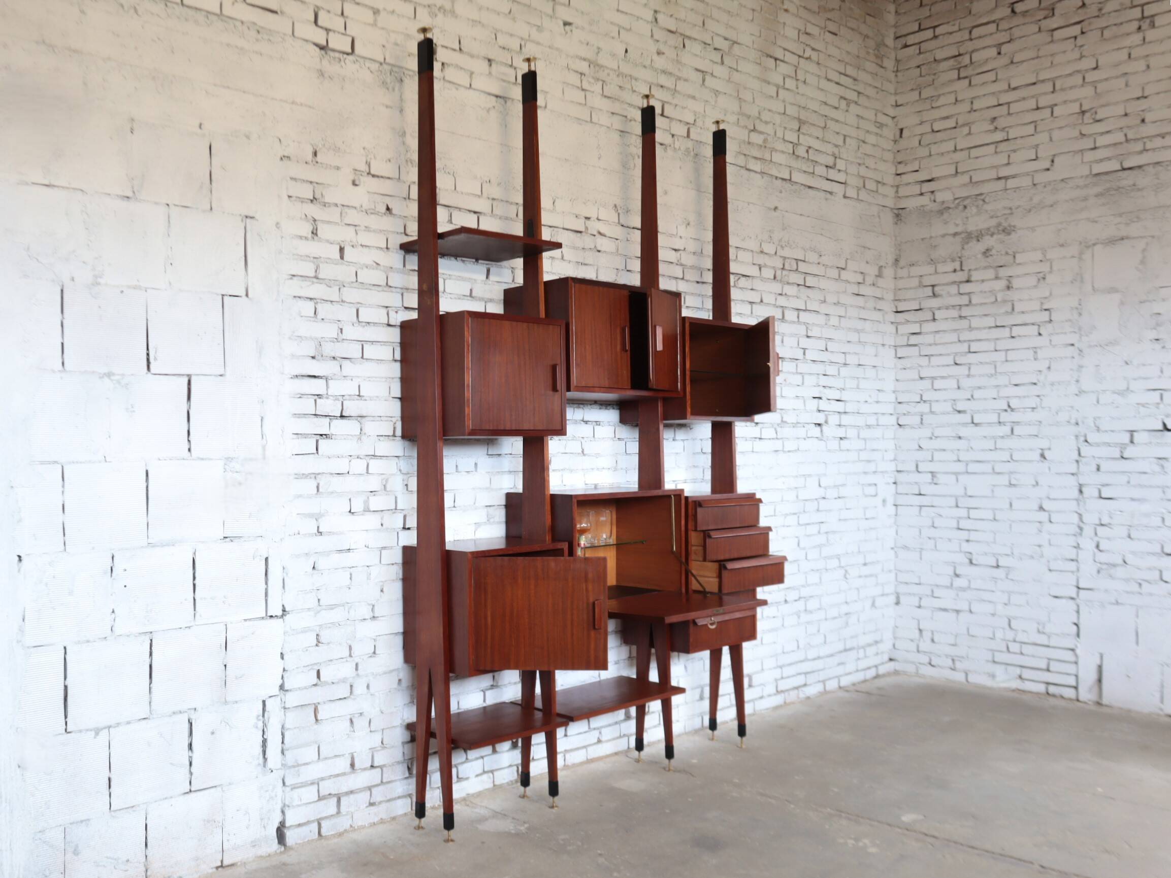 mid-century Italian Wall Unit & Bookcase, 1950s