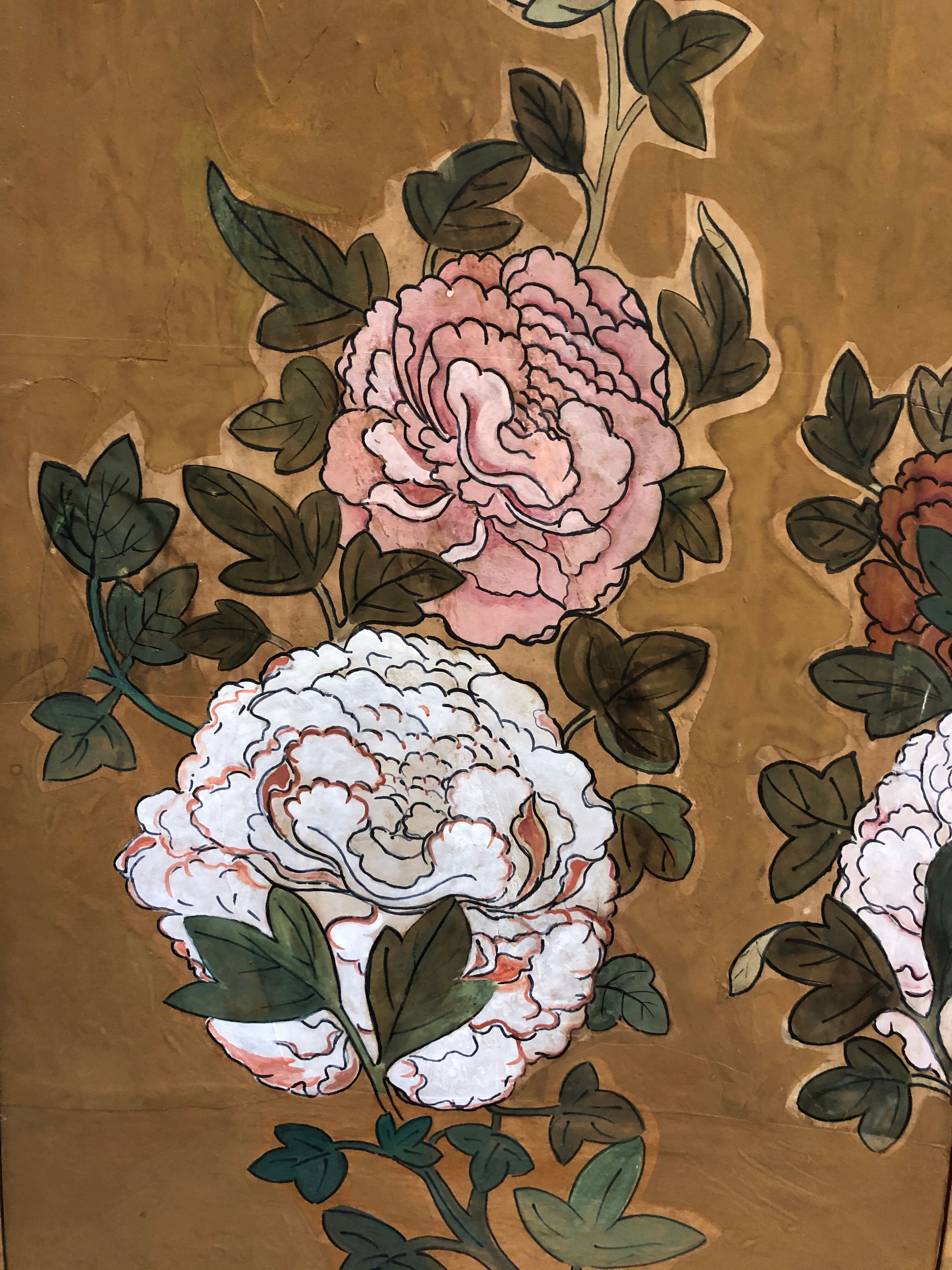 Screen 4 works in bois with peinture on papier style art de co