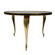 Table basse ronde verre noir fleuri structure en laiton D 60 cm vintage ⋆ Brocante Chic