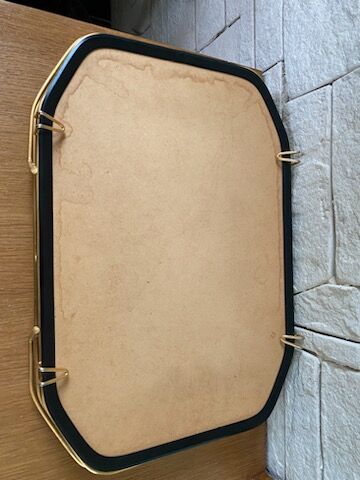 Rectangular service mirror tray with its mirror