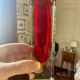 Small red vase made of Murano glass.