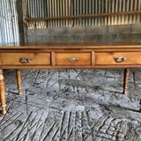Louis Philippe style table / desk with 3 drawers in solid cherry wood and turned base