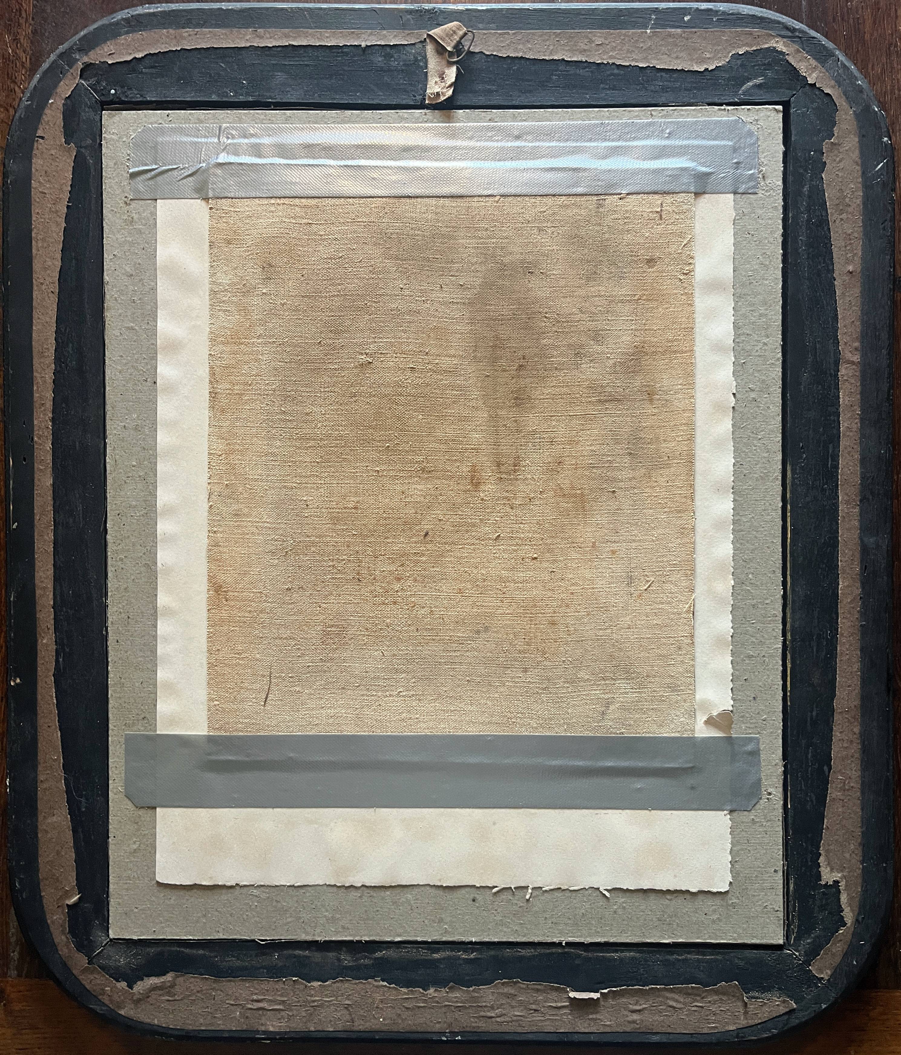 HST/P painting "Family portrait, Young woman" 19th century + frame