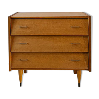 Vintage oak chest of drawers from the 1960s.