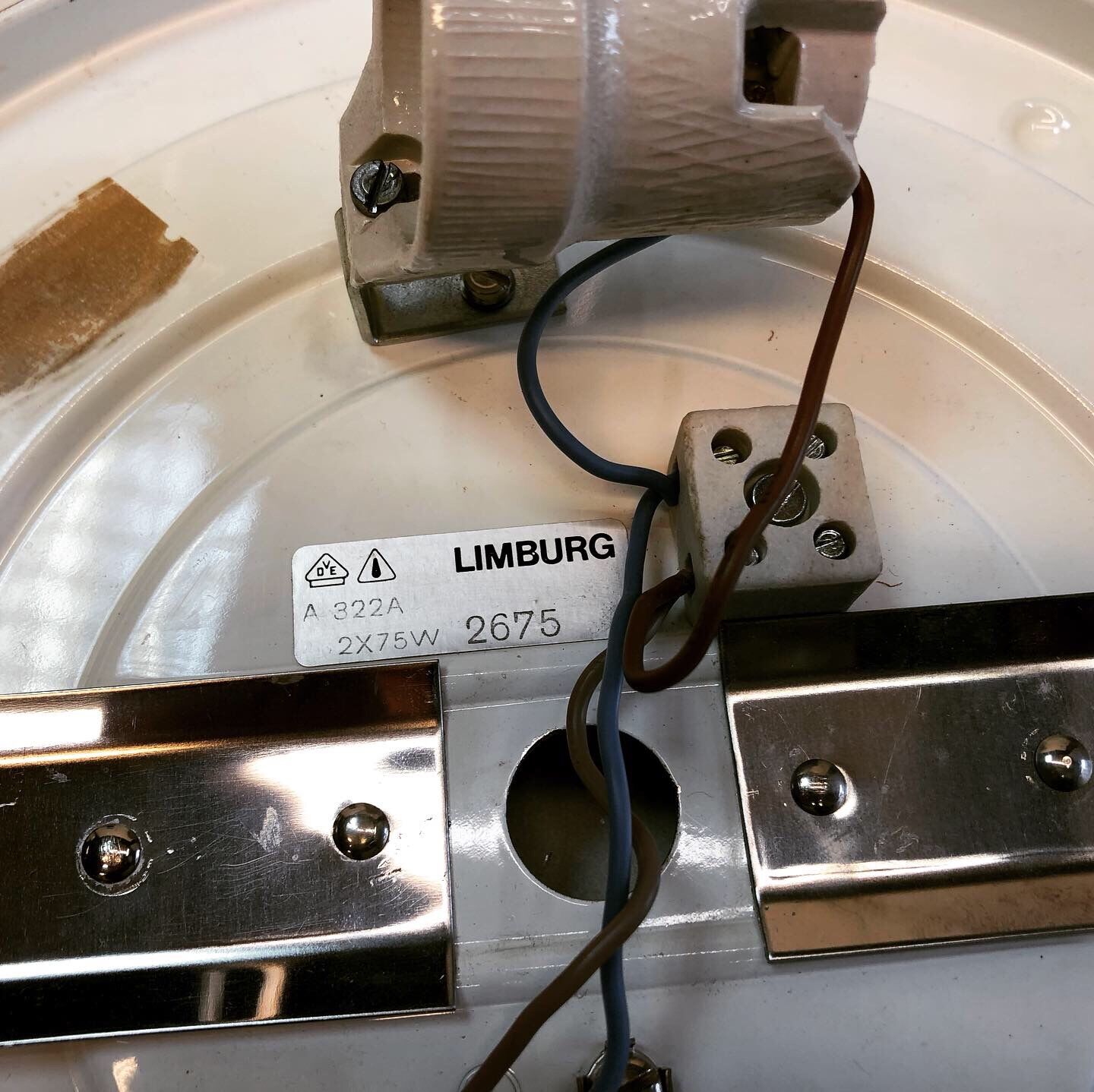 Limburg glass & brass ceiling light by Helena Tynell