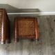 Caches-pots vintage en bois et cannage