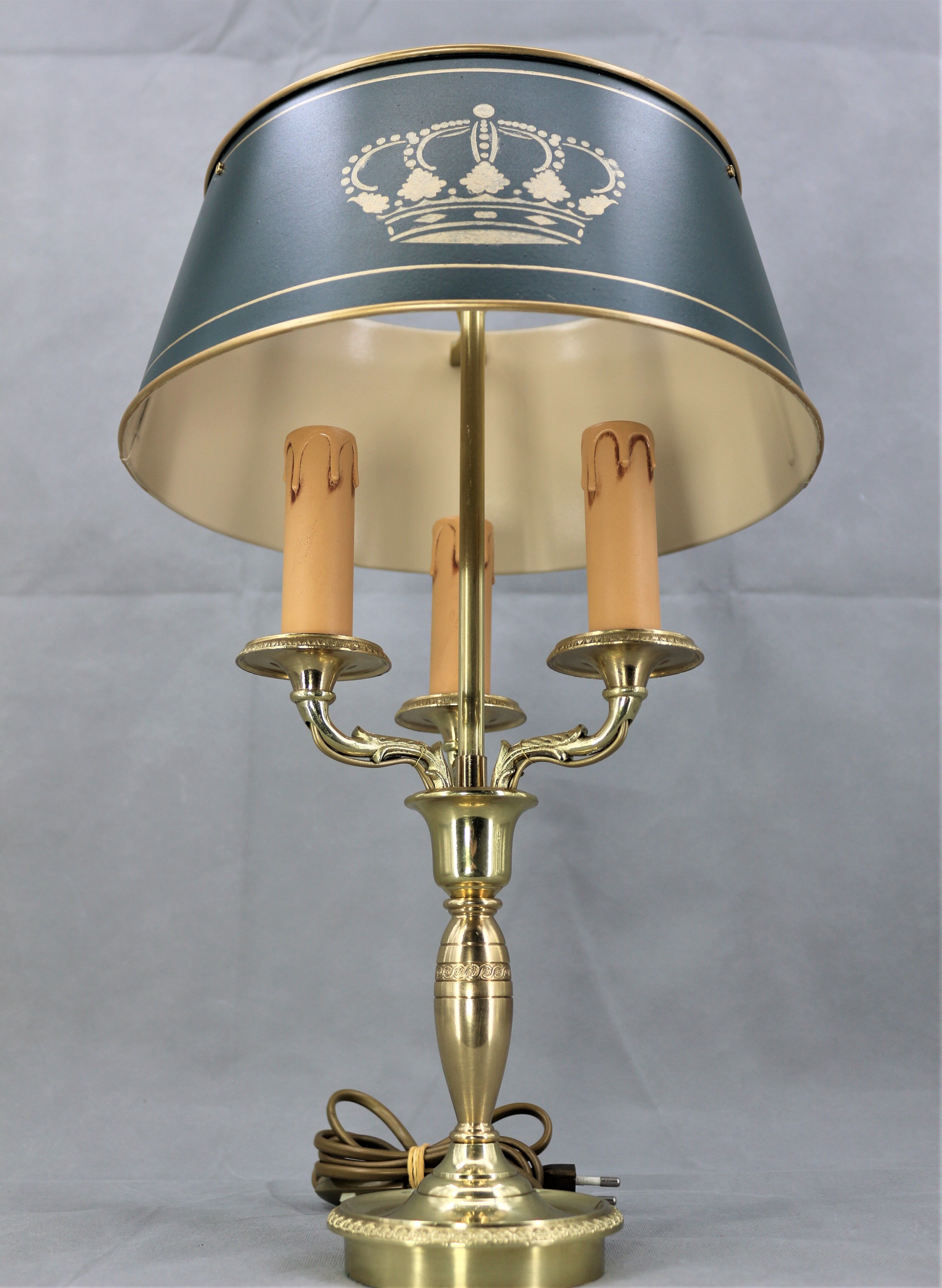 Empire style hot water bottle lamp in solid bronze three lights Lucien Gau