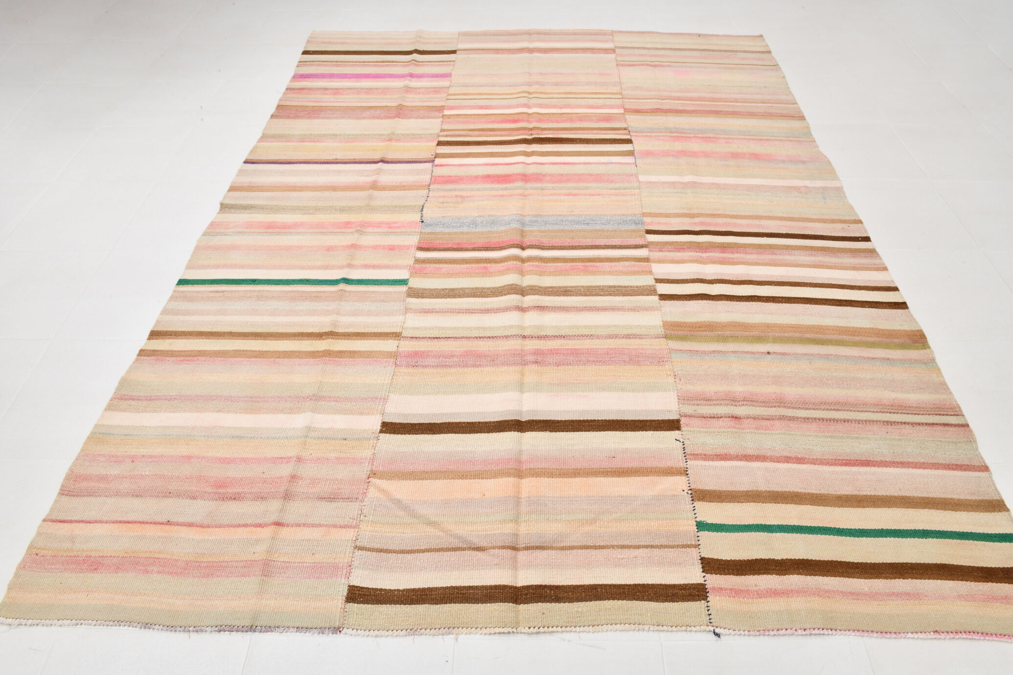 Striped wool kilim rug, 216x292 cm