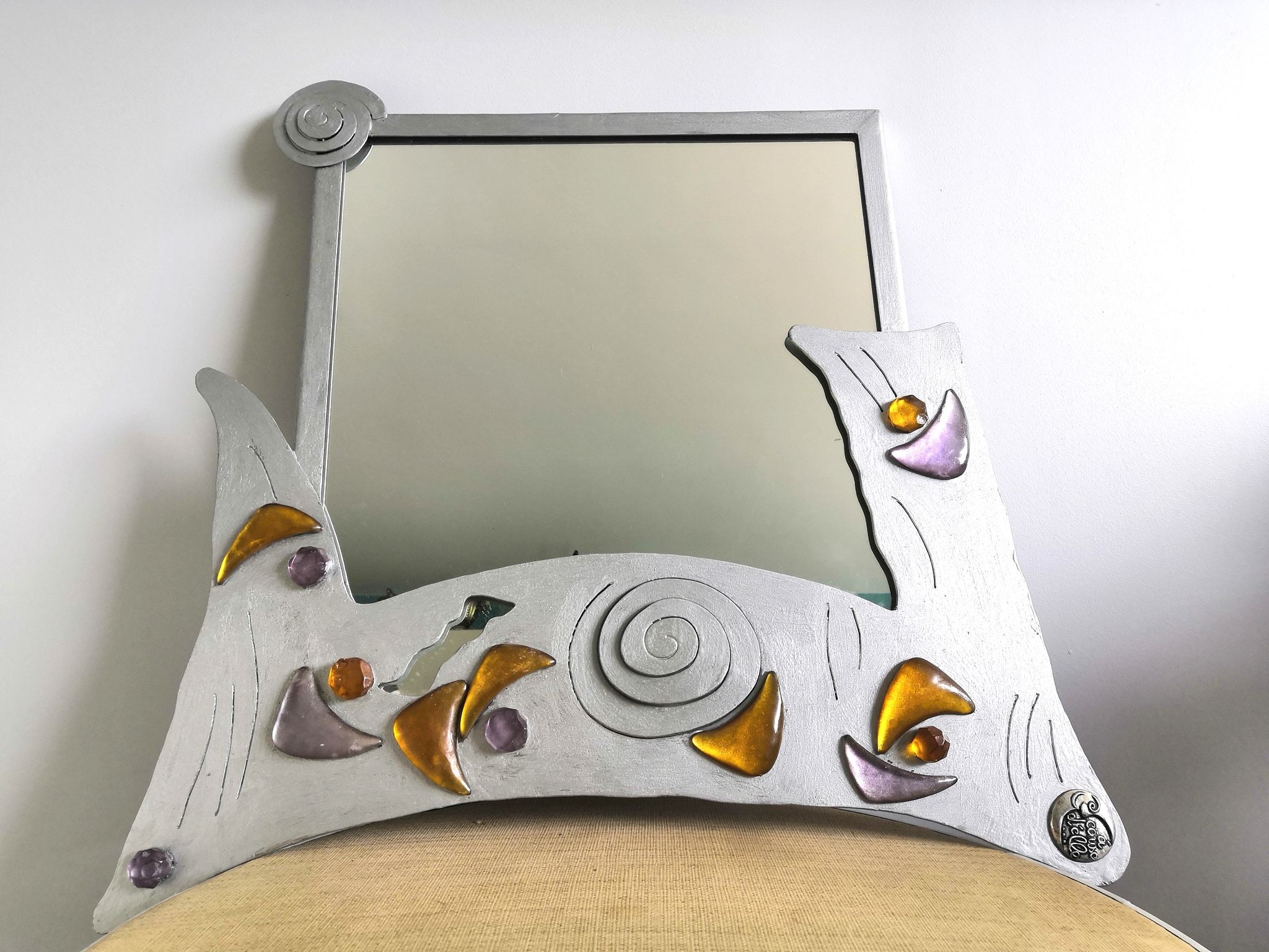 Miroir forme libre design "A Cause d'elle" années 90