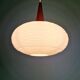 White opaline and teak pendant light, Scandinavian style, 1960s