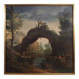 Antique French landscape painting from the 18th century