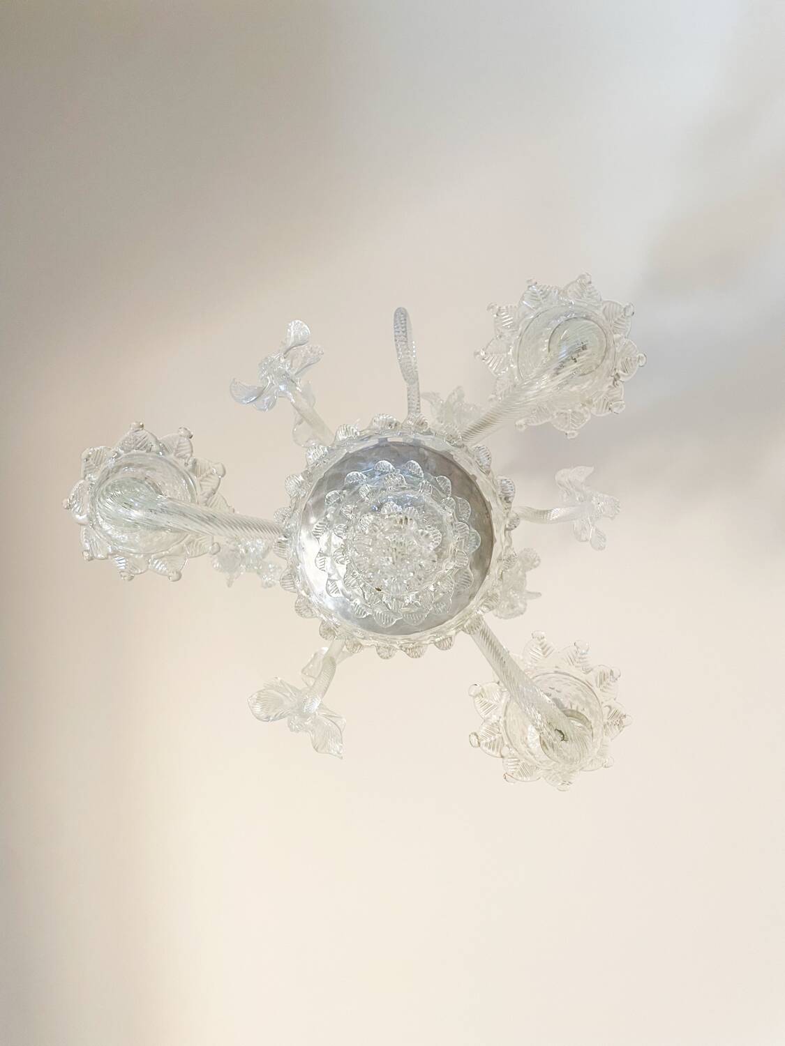 Lustre authentique en verre de Murano – 3 branches – Transparent