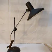 Vintage adjustable desk lamp in black metal and chrome, 1950s-70s.