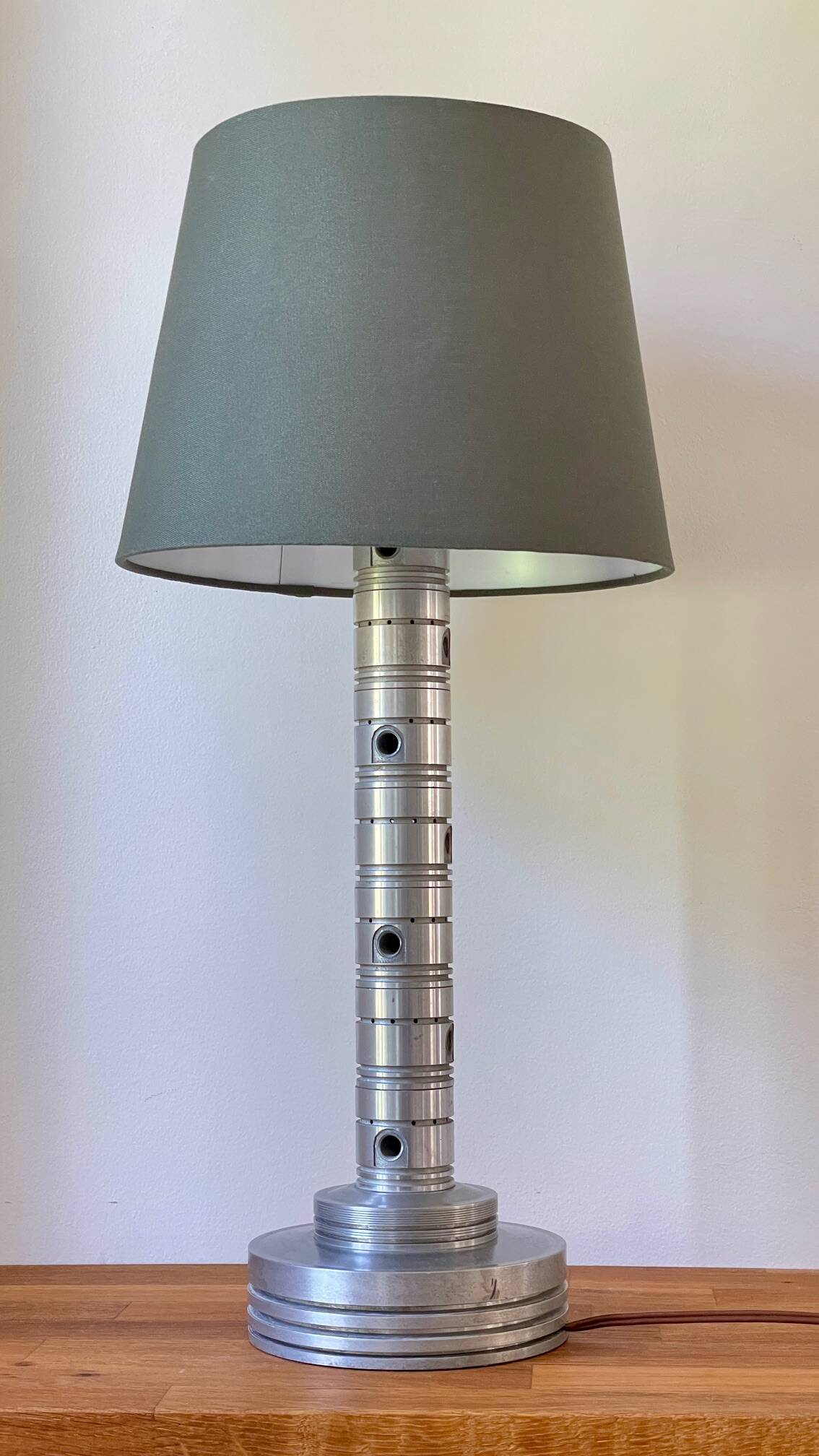 Industrial lamp polished metal and fabric kaki vintage