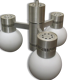 Chandelier suspended three lights 1970 white opaline brushed alu