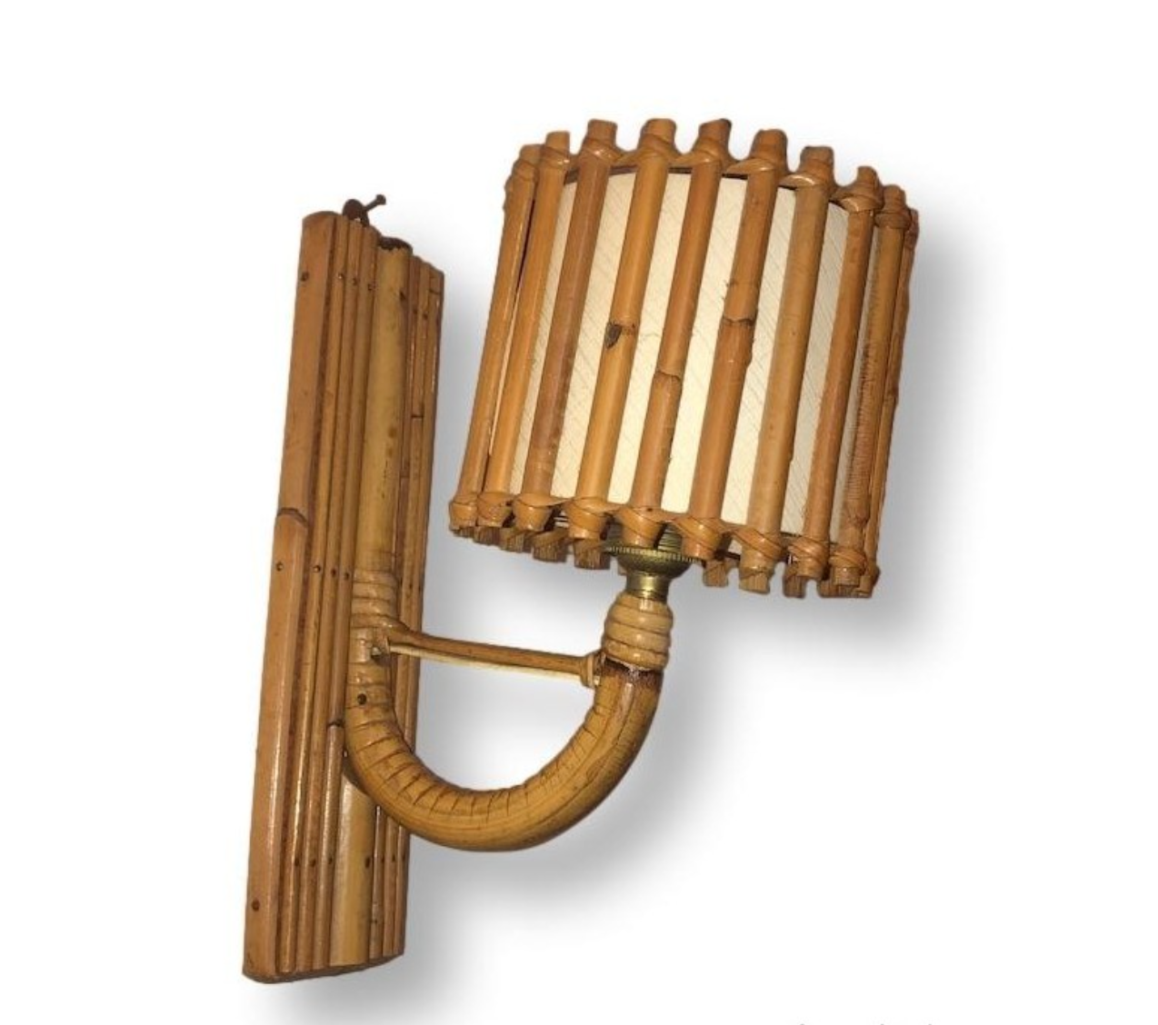 Vintage rattan wall lamp