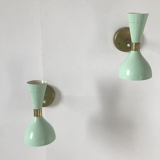 Pair of sage green wall lamps
