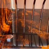 Range records or vinyl range in plexi, turtle scales effect, on wheels, 1970