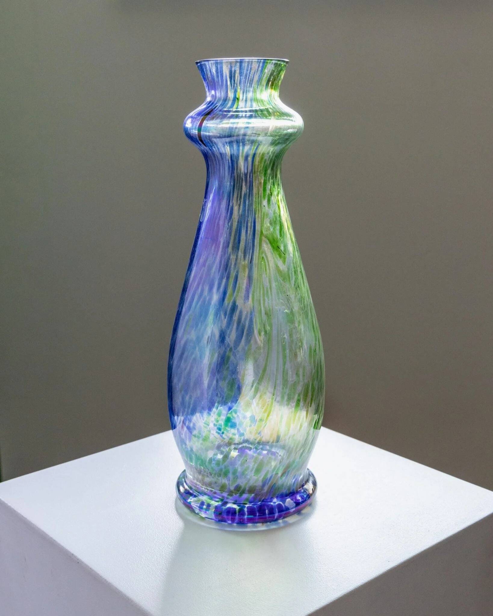 Large Vintage Murano Glass Vase in Multicolor Iridescent Pastel Glass – Italian Art Glass, 1970s