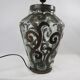 Lampe de salon, fer forgé et verre soufflé