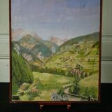 Ancienne huile sur toile encadrée, Vallée du Brunissard - Queyras - Hautes Alpes
