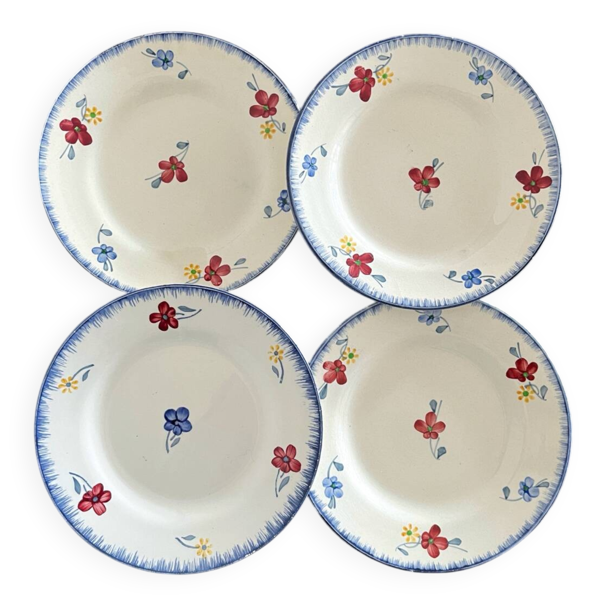 4 assiettes à dessert en faïence « Mary Lou » Digoin Sarreguemines