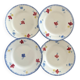 4 assiettes à dessert en faïence « Mary Lou » Digoin Sarreguemines