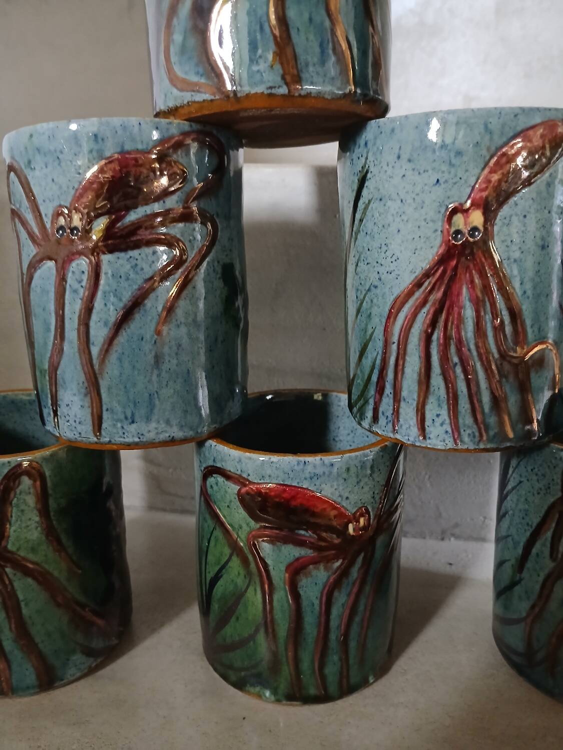 6 vintage handmade cups/mugs