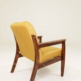 Vintage Scandinavian style yellow retro velvet armchair 1960s