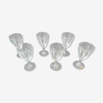 Set of 6 old crystal glasses cut for port or blanc wine