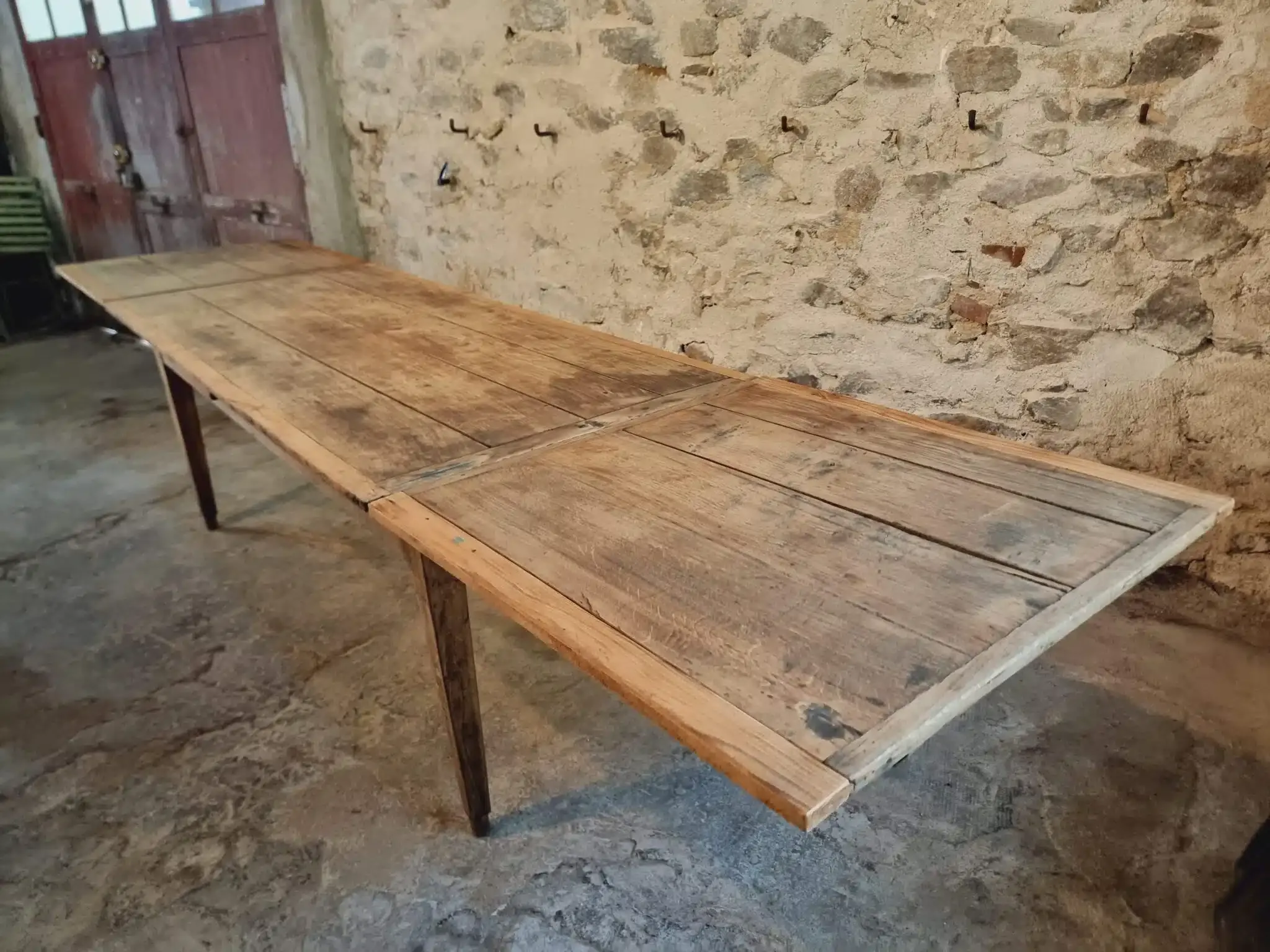 19th Century French Farmhouse Table in Chestnut Wood, Extendable to 365cm, Rustic Dining or Work Table
