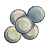 Flat plates in faience Land of Fer Choisy Le Roi, year 50, dark blue décor