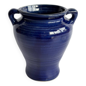 Blue earthenware amphora vase