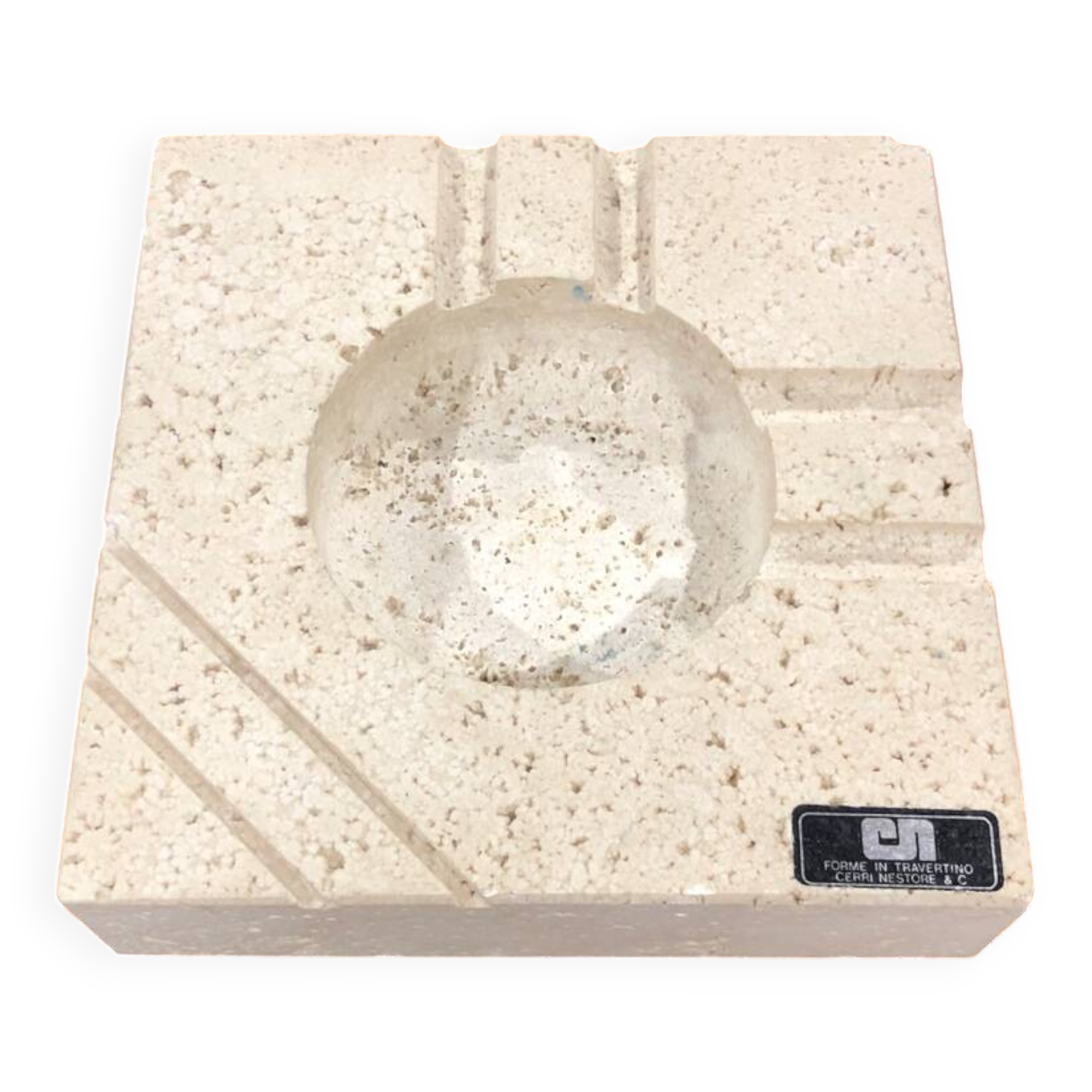 Cendrier en travertin Cerri Nestore Italy 1980