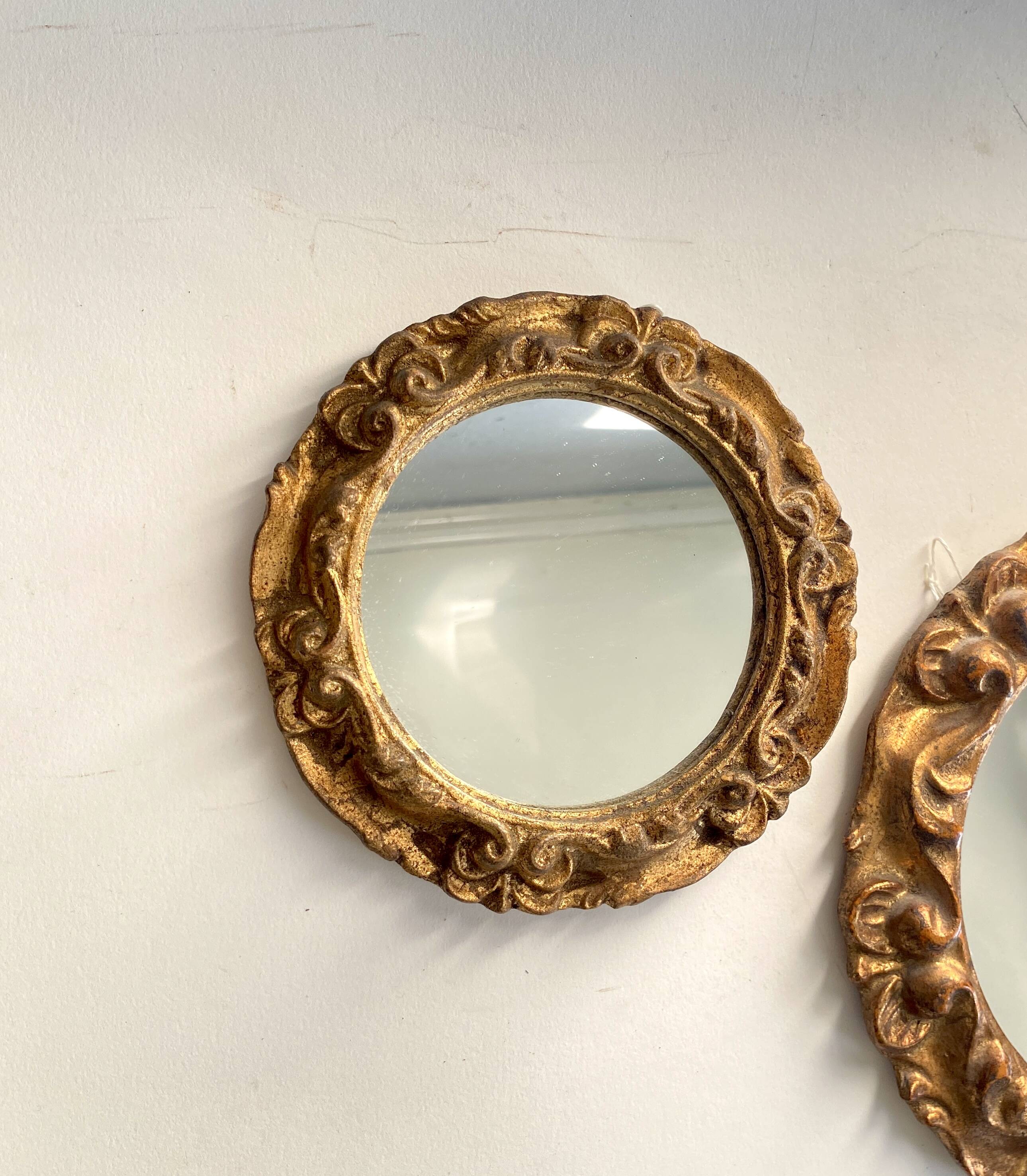 Mini wooden mirror, 17 cm