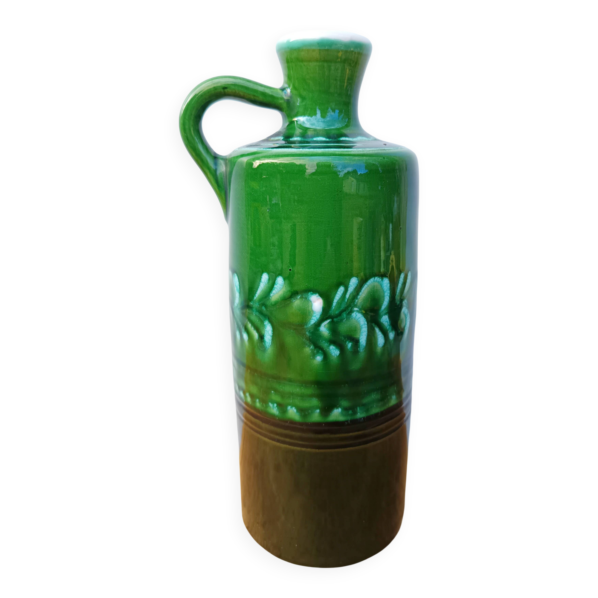 Bottle, vintage soliflore in enamelled terracotta