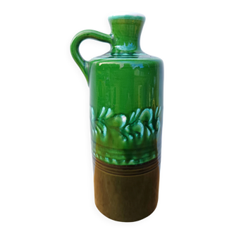 Bouteille, soliflore vintage en terre cuite émaillée