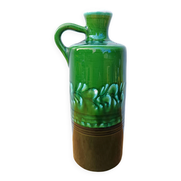 Bouteille, soliflore vintage en terre cuite émaillée