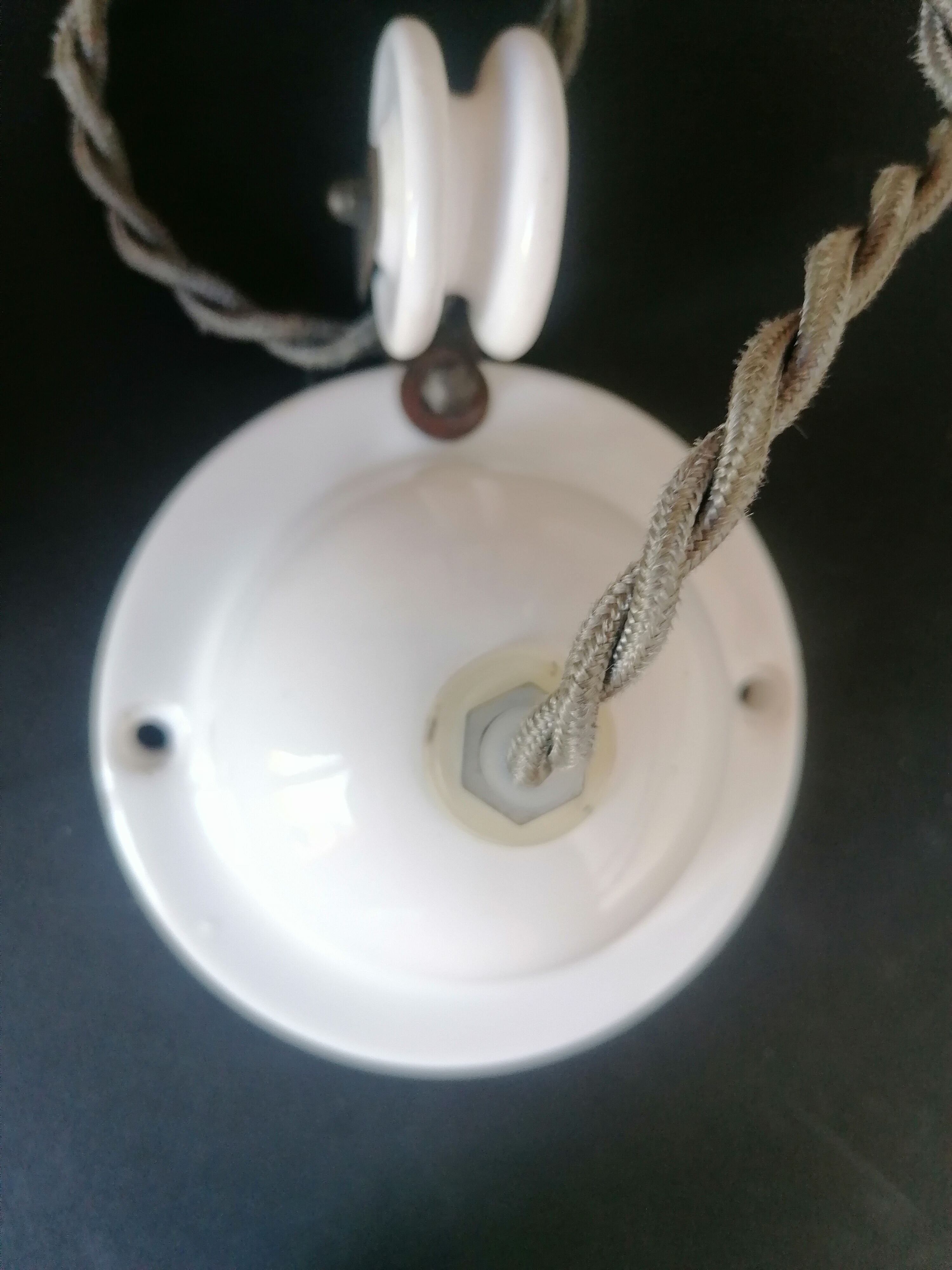 Old white ceramic pendant lamp