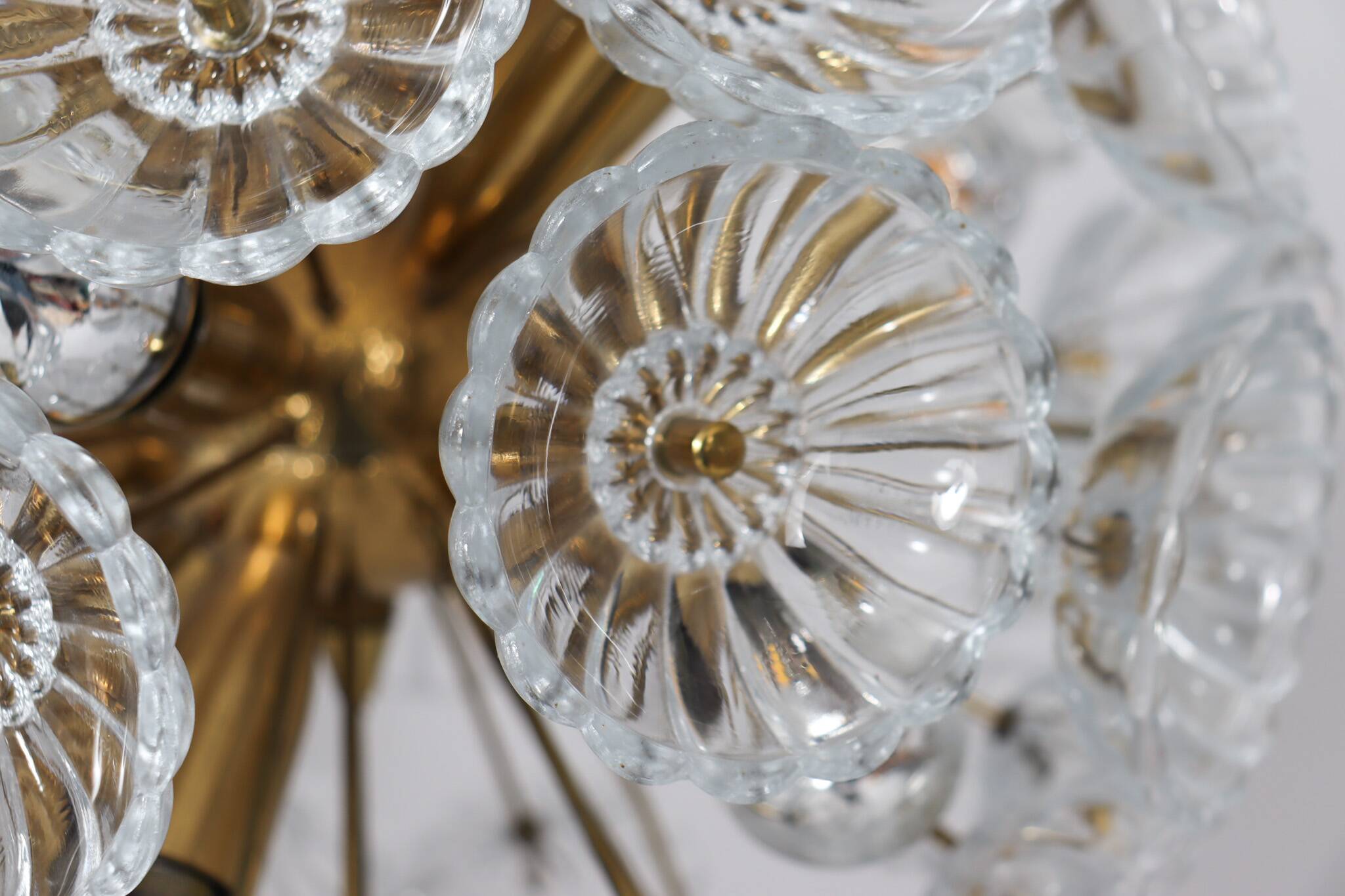 Space Age Sputnik ceiling chandelier/ceiling lamp with crystal flowers, Germany, 1970s