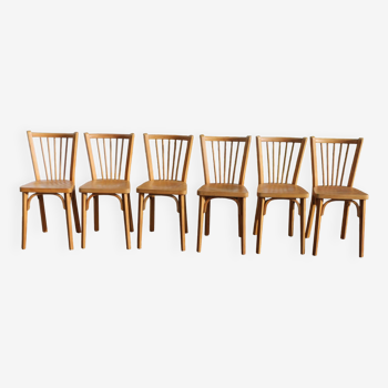 Série de 6 chaises Baumann N°12 hêtre clair