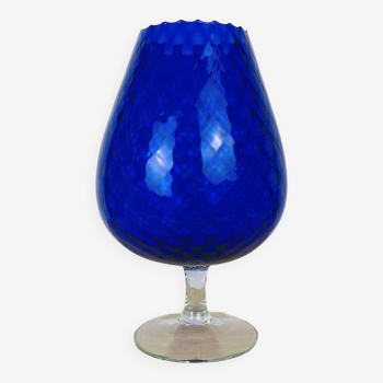 Italian Empoli vase blue glass 33 cm